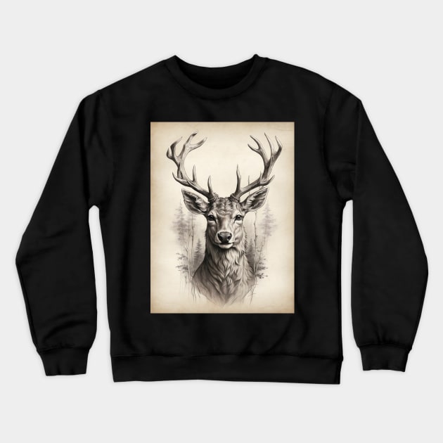 Stag vintage Crewneck Sweatshirt by Deeprootsbkk